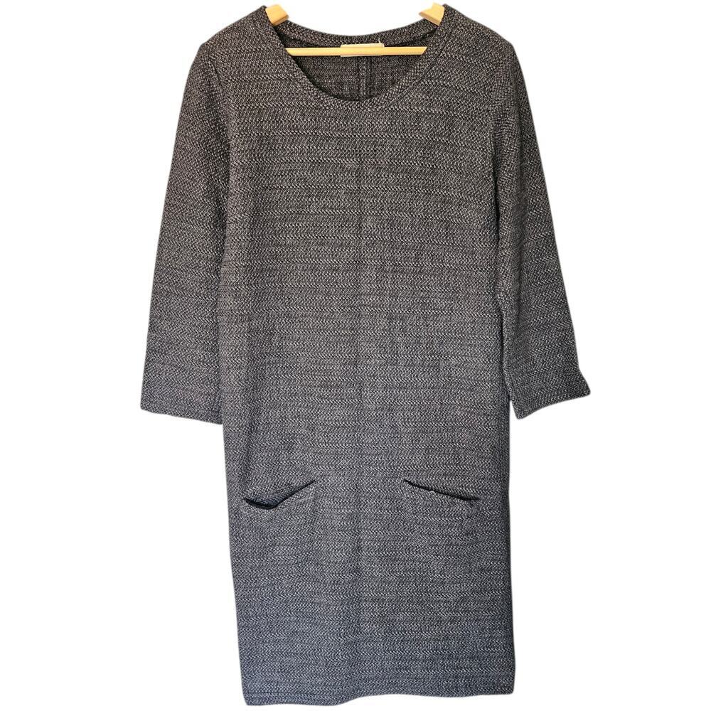 Women's Humanoid Gray Tweed Dress 3/4 Sleeves Knee Length Shift Style M Romania - Picture 16 of 16